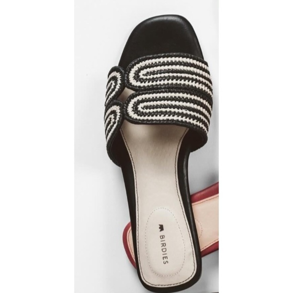 Birdies Black Raffia Kiwi Slide Sandal Size 9